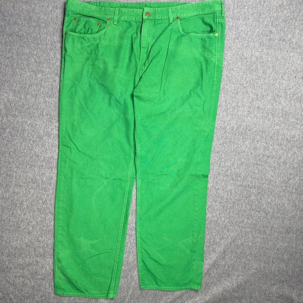 Polo Ralph Lauren Hampton Straight Green Canvas Pants Mens 44Bx29 Kelly Green